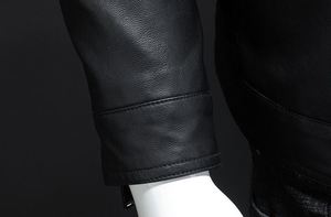 Gatsby Black Men's Real <b>Sheepskin</b> Aniline Leather Biker <b>Jacket</b> Quilted Zipper with Lining Inside <b>jacket</b> for men - Product Image 3