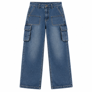 Pantalon cargo en jean vintage délavé léger et solide pour homme, coupe droite, respirant, écologique, décontracté, taille XL, vente en gros - Product Image 1
