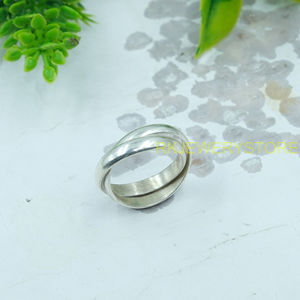 Anillo de Plata de Ley 925 con Banda Superpuesta para Mujer, Anillo de Plata Minimalista de Doble Capa Apilable, Joyería de Diseño Simple Hecha a Mano - Product Image 6