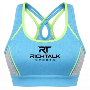 Sujetador deportivo para mujer con tirantes cruzados, cuello redondo, panel de malla transpirable, alta sujeción, secado rápido, ropa deportiva de spandex - Product Image 6