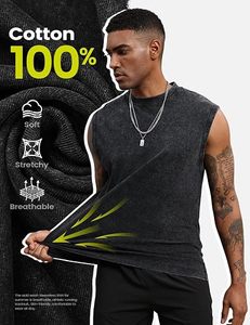 Débardeurs Homme Personnalisés à Logo Brodé Respirants Coupe Musclée Unie Sans Manches pour Entraînement en Mélange Polyester/Coton – Prix Usine - Product Image 4