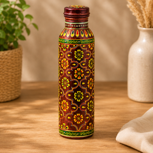 Botella de Agua de Cobre con Diseño Oriental, Termo Portátil con Tapa, Vaso de Viaje - Product Image 1