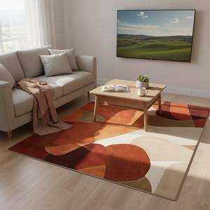 พรมปูพื้นสไตล์โมเดิร์นสีเทอร์ราคอตต้า |   พรมห้องนั่งเล่นลายเรขาคณิตนามธรรม ทำด้วยมือจากขนสัตว์ ตกแต่งบ้านสไตล์ร่วมสมัย - Product Image 4