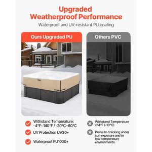 Copertura per Vasca Idromassaggio da Esterno in Tessuto Oxford 600D Resistente, 95 x 95 x 20 Pollici, Impermeabile e Resistente alle Intemperie, Protezione per Piscine - Product Image 4