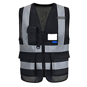 Gilet de sécurité de qualité professionnelle, bande réfléchissante haute visibilité, fermeture à glissière, pour le personnel de sécurité industrielle et le personnel de construction - Product Image 1
