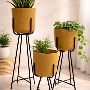 Wire Stand Planter Set Powder Coated Durable Multi-Purpose Outdoor & Indoor Floor Planter with Drainage - Product Image 1