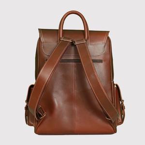 Vintage Genuine Leather <b>Backpack</b> Soft Handle Hasp Closure Unisex Daily Use 20-35L Capacity Cowhide <b>Travel</b> Hiking <b>Bag</b> - Product Image 2