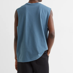 Wholesale Custom Cotton Solid <b>Stringer</b> Gym <b>Vest</b> Fitness Singlet Workout Muscle Bodybuilding Men's Tank Top with Button Diamonds - Product Image 4