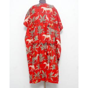 Caftán Maxi Estampado Vintage Indio 100% Algodón, Ropa Casual de Verano para Mujer, Estampado Étnico, Ecológico y Natural - Product Image 4