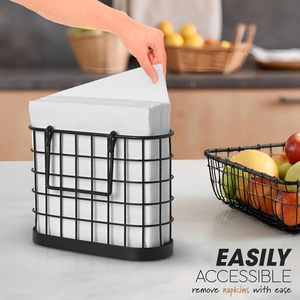 Black Napkin Holder Vertical Metal <b>Wire</b> <b>Basket</b> Decorative Paper Towel Dispenser Tabletop Cocktail Tissue Rack Dining Organizer - Product Image 5
