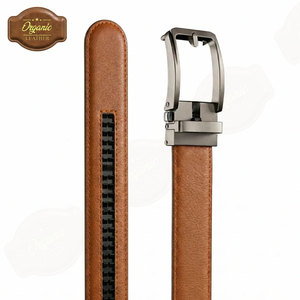 Cinturón de cuero de vaca puro con cierre automático para hombre, diseño ajustable, duradero y de primera calidad, adecuado para uso formal, informal y diario. - Product Image 2