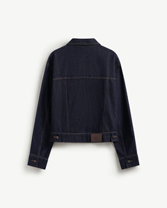 Veste en jean indigo foncé 100 % coton pour homme, col rabattu, simple boutonnage, coupe courte, style décontracté, modèle 10F26DJA007 - Product Image 2