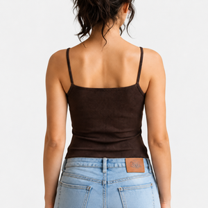 Débardeur côtelé respirant et écologique pour femme, à fines bretelles, sans manches, coupe classique, style camisole, ODM, pour l'été, décontracté et tendance - Product Image 6