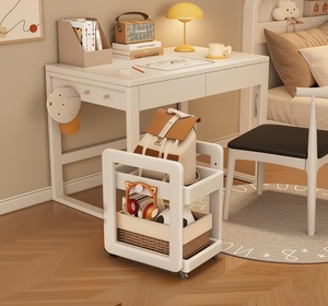 White Rolling <b>Storage</b> <b>Cart</b> Utility Organizer Mobile Shelf Rack for Bedroom Dorm Study Room - Product Image 1