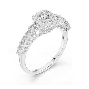 Anillo de Oro Amarillo con Tres Clústeres de Diamantes Cultivados en Laboratorio, con Bandas Entrelazadas, Diseño Delicado y Elegante, Estilo Moderno y Chic, Joyería para Mujer - Product Image 5
