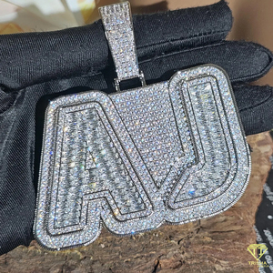 Pendentif personnalisé « PETTY » avec diamants Moissanite, chaîne cubaine, bijoux Hip Hop pour hommes et femmes - Product Image 6