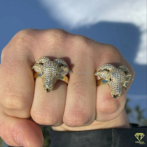 Bague Tête d'Animal de Luxe avec Diamant Moissanite Rond Entièrement Sertie Or Rose 3D Style Hip Hop Bijou Tendance - Product Image 4