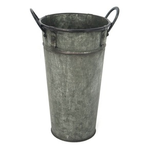 Fresh Arrival Multi-Purpose Vintage Farmhouse Style <b>Chrome</b> Plated Galvanized Iron Flower Pot Vase Buckets Storage - Product Image 3