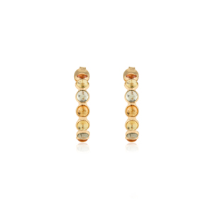 Los Más Hermosos Pendientes de Aro en Forma de C de Oro Amarillo Sólido K18 con Múltiples Zafiros Arcoíris para Niñas, Productos al por Mayor, Proveedor de Joyería Fina - Product Image 1
