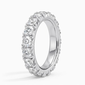 Anillos de Eternidad con Diamantes Cultivados en Laboratorio con Certificación IGI CVD HPHT, Corte Redondo, Oro Blanco de 14k, Anillo de Compromiso Fino Personalizado - Product Image 3