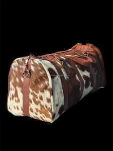 Sac de voyage multifonction léger en cuir de vachette, sac de week-end tendance avec fermeture éclair, sacs portables de grande capacité en cuir véritable - Product Image 3