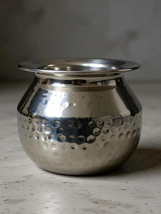 Stainless Steel Punjabi Handi Dekchi/<b>Pot</b> with Hammered Design Tableware Serveware <b>for</b> Home Kitchen Hotel Restaurant - Product Image 2