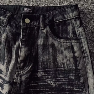 YUCHEN - Jeans de Mezclilla Encerada Vintage para Hombre, Estilo Retro Rock, Corte Recto - Product Image 5