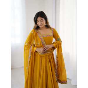 Vestido de Noche de Diseñador con Bordado de Múltiples Hilos y Lentejuelas, Vestido de Fiesta con Dupatta - Product Image 4