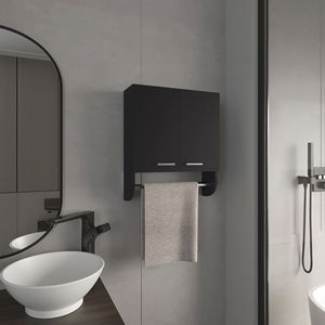 Armadietto per medicinali nero, 20,30 pollici di altezza, con doppia anta e due ripiani, portasciugamani con soluzione di archiviazione - Product Image 1