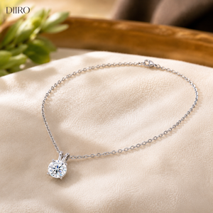 Collar con Colgante de Moissanita para Mujer, Corte Brillante Redondo, Plata de Ley 925, Cadena Minimalista, Uso Diario - Product Image 5