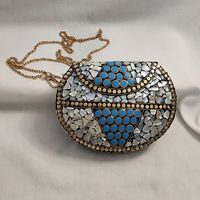 Bolso de Mano de Lujo para Fiesta con Acabado Plateado Antiguo y Cristales, Accesorios de Moda para Mujer, RR ENTERPRISES