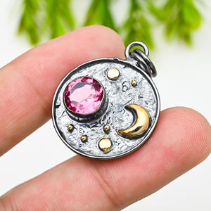 <b>PINK</b> 925 Silver Luxury Statement <b>Necklace</b> - Product Image 4