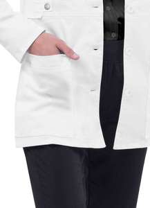 Bata de Laboratorio Blanca para Mujer, Tejida, de Algodón y Poliéster, Uniforme de Hospital, 3 Bolsillos, Cierre de Broches, Bata Médica - Product Image 5