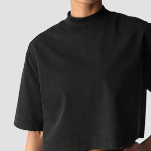 Ropa de Gimnasio, Nuevo Diseño, Camiseta Extra Grande Personalizada, Ropa de Verano para Mujer, Diseño de Cuello Alto Acanalado, Camiseta de Talla Grande al por Mayor - Product Image 3