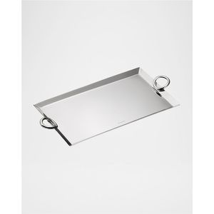 Luxury <b>Rectangular</b> Stainless Steel Serving Tray with Handles Decorative Silver Metal <b>Mirror</b> Finish Platter for Hotel & Wedding - Product Image 2