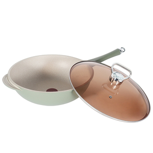 Wok antiadhésif haute performance avec une capacité de 20 L, revêtement céramique, poignée en alliage de zinc, compatible gaz et induction, passe au lave-vaisselle - Product Image 4