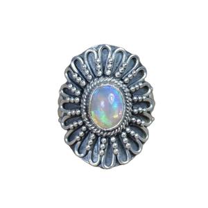 Ethiopian <b>Opal</b> <b>Ring</b> 925 Sterling <b>Silver</b> Platinum Plated Natural Gemstone October Birthstone Trendy Wedding Party Jewelry - Product Image 1
