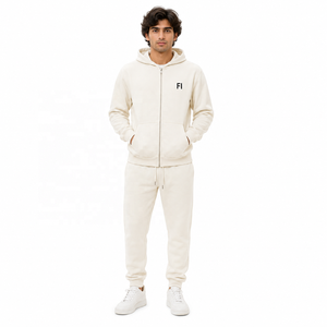 Ensemble de survêtement OEM personnalisé grande taille avec sweat à capuche zippé et pantalon de jogging coupe droite, 100% Coton, Coupe classique, Respirant, Sweat-shirts à strass - Product Image 1