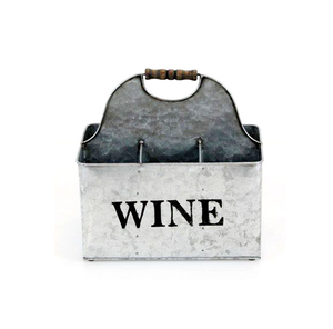 Porte-bouteilles de vin en métal industriel, rectangulaire, multi-compartiments, durable, organisateur de cuisine, type support avec poignée - Product Image 5