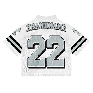 Camiseta de fútbol unisex de malla sólida extragrande con diseño personalizado de fábrica, top corto holgado, moda de verano en blanco - Product Image 4