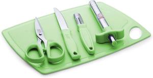 Éplucheur de légumes verts, râpe à fromage, zester d'agrumes, ensemble d'ustensiles de cuisine en acier inoxydable avec planche à découper - Product Image 4