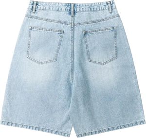 Shorts en jean bleu clair pour hommes, coupe ample, style streetwear décontracté, taille mi-haute, séchage rapide, pantalon court d'été - Product Image 3
