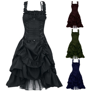 Costume de vampire pour filles, robe longue gothique, tenue de fête, costume de vampire pour femmes, robe de fête gothique à manches longues - Product Image 1