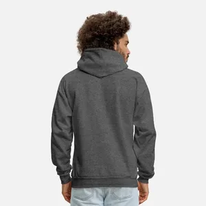 Sweat-shirt à capuche gris pour homme, coupe classique, décontracté, en coton tricoté, avec poche avant, pour l'automne - Product Image 2