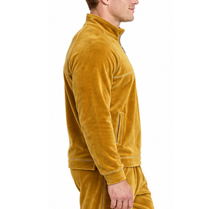 Conjunto Deportivo de Terciopelo para Hombre, Sudadera con Cuello Alto y Cierre de Cremallera, Pantalones Jogger con Costuras en Contraste, Conjunto Casual de Dos Piezas - Product Image 6