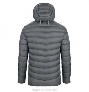 Chaqueta acolchada gris personalizada para hombre, con capucha, cálida para invierno, tipo parka, diseño personalizado y servicio OEM - Product Image 6