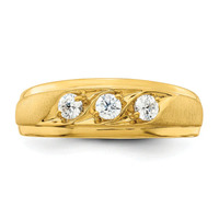 ZAWO HOUSE Bague de mariage pour homme en or jaune avec trois pierres en diamant cultivé en laboratoire