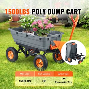 Carrello da Giardinaggio Durevole in Polietilene, Montaggio Semplice, Struttura in Acciaio, Versatile, 4 Ruote, Maniglia a Doppia Funzione, Pratico - Product Image 2