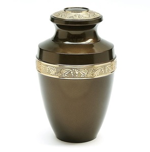 Urna Funeraria Personalizable Negra con Banda Dorada, Grabado, Adhesivo con Imagen Conmemorativa, Diseño Esmaltado para Guardar Cenizas Humanas - Product Image 3