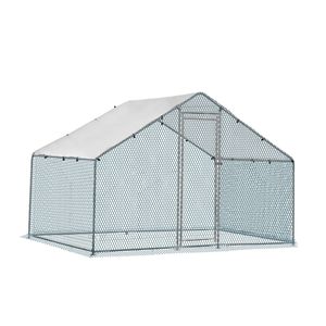 Grand enclos métallique pour poulets de 6,5 x 10 pieds avec couverture imperméable pour oiseaux, lapins, chats, chiens et usage agricole en extérieur - Product Image 2
